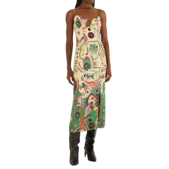 FARM Rio Dresses & Skirts - Artsy Surreal Land Beige Sleeveless Midi Dress